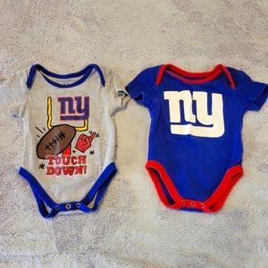 2 NY Giants baby onesies in size 0-3 months.